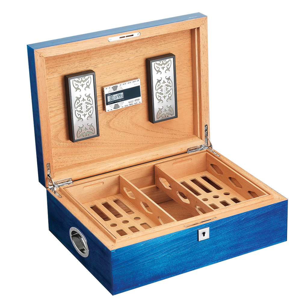200 Stick Deluxe Humidor Blue Piano Finish