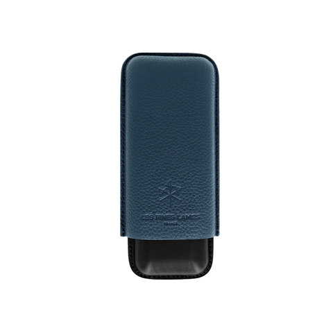 Les Fines Lames  Cigar Case - Duo Blue Pebble Leather