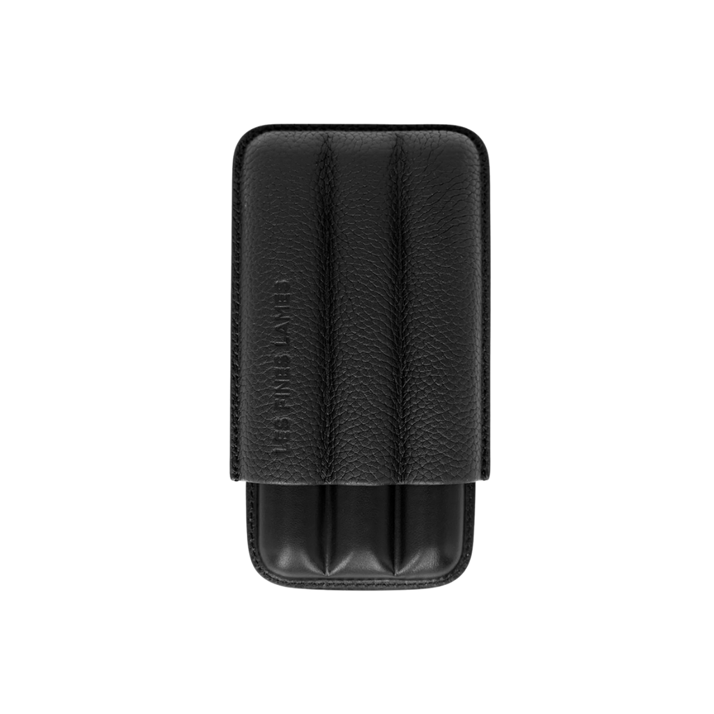 Les Fines Lames  Cigar Case - Trio Black Pebble Leather