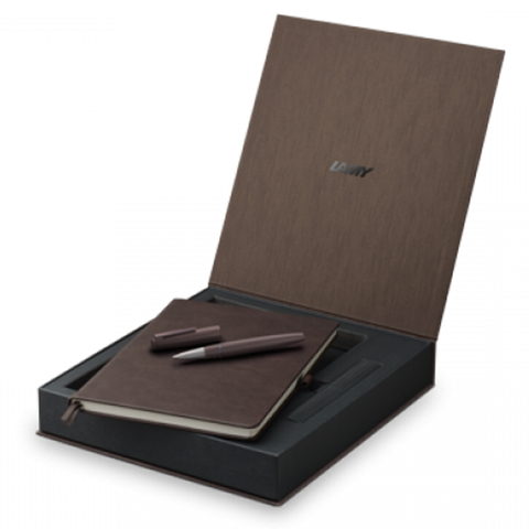 Lamy 2000 Fountain Pen Set With Gold Nib Brown Set With Book
