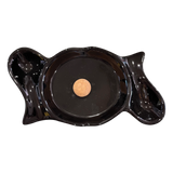 Black Ceramic 2 Pipe Ashtray with Knocker