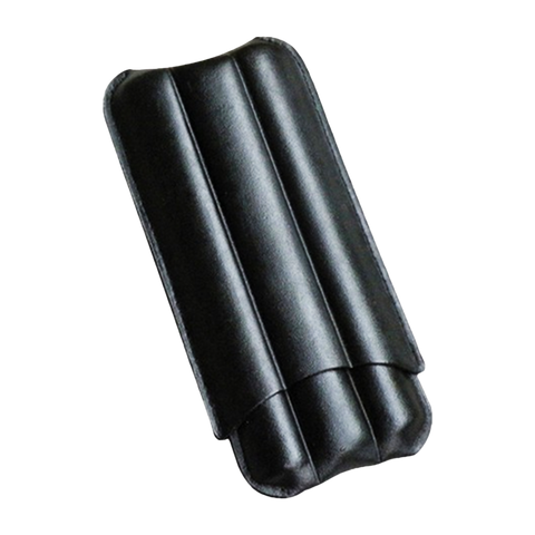 Cigar Case Leather 3 Finger Black