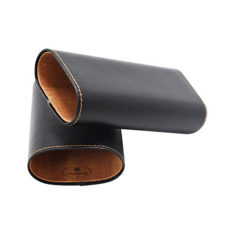 Ebony & Leather 3 Stick Luxury Cigar Case