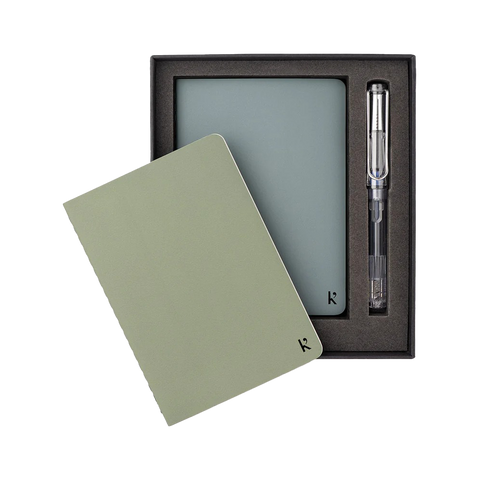 Lamy Fountain Pen Medium Transparent with Karst A6 Pocket Journals Eucalypt and Glacier Gift Set