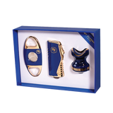 My Father Cigar Accessory Set with Cutter, Lighter & Cigar Rest - Blue