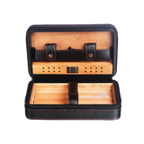 Cohiba Styled 4 Stick Black Travel Humidor Set With Cutter and Lighter