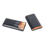 OpusX Society Spanish Nobuk Leather 3 Cigars Case Dark Blue