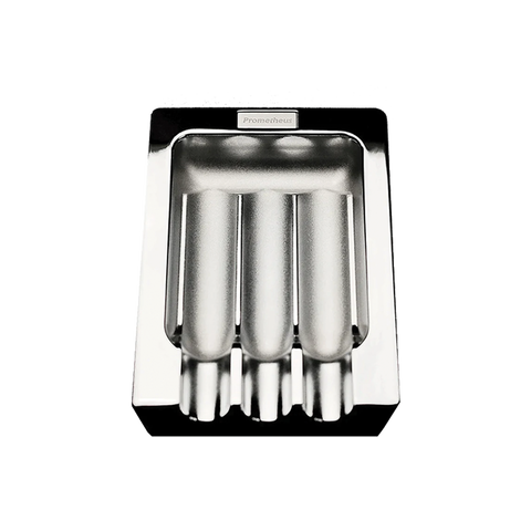 Prometheus Shiny Chrome Metal Ashtray with Three Grooves