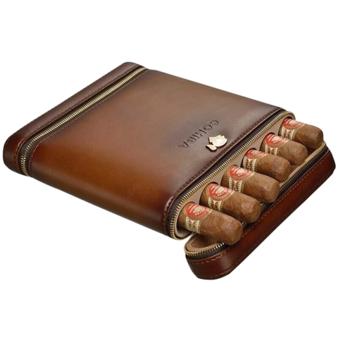 6 Stick Cohiba Head Tanned Leather Cigar Case