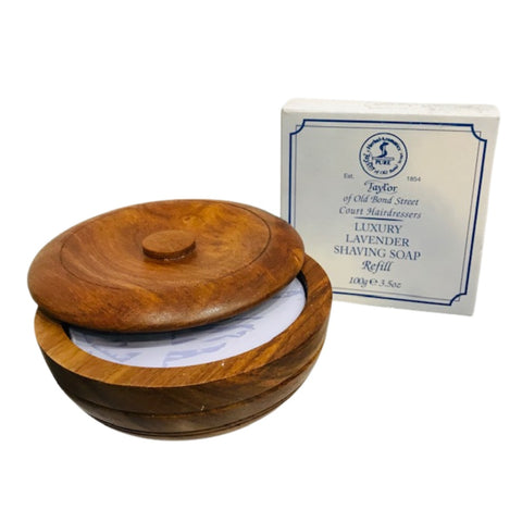 Taylor Lavender Wooden Bowl Including 100gm Soap