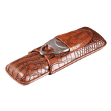 2 Stick Brown Crocodile Leather Case