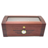 200 Stick Cherry Glass Top Humidor With Rounded Top, Black Strip Wood Inlay Front