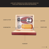 50 Stick Humidor Gift Set With Leather Case Ashtray & Cutter