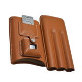 3 Stick Brown Leather Case With Cutter and Lighter
