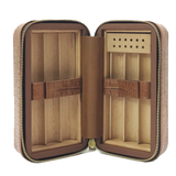 6 Stick Brown Crocodile Leather Travel Humidor Set