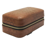 6 Stick Brown Crocodile Leather Travel Humidor Set