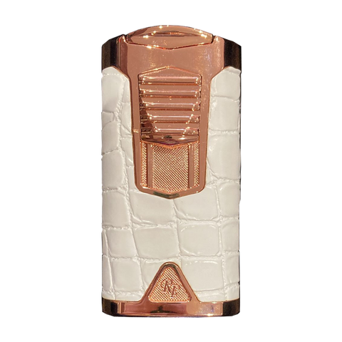Rocky Patel Statesman 3 Flame Lighter - Rose Gold & White Leather