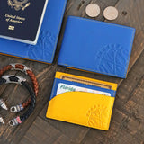 The OpusX Society French Leather Passport - Blue/Yellow