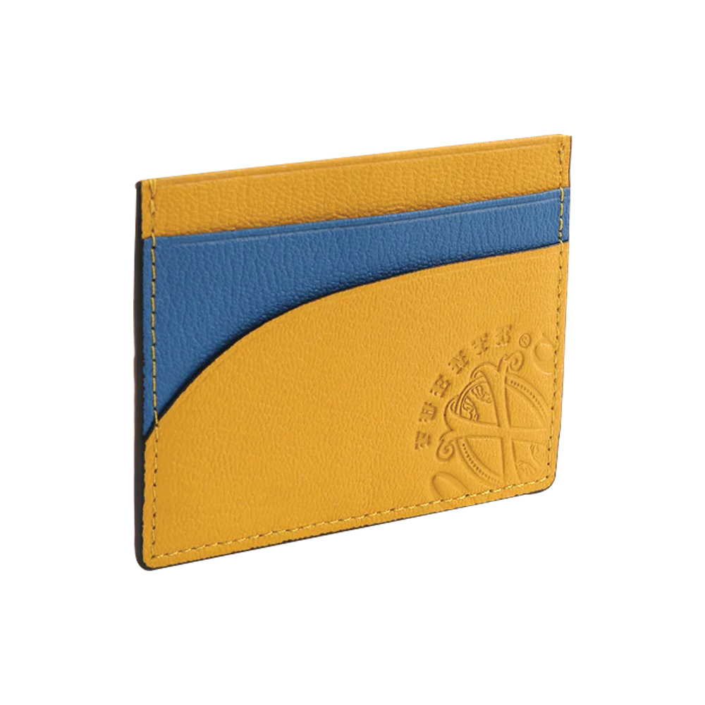 The OpusX Society French Leather Bi-fold Yellow And Blue