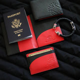 The OpusX Society French Leather Passport - Black/Red